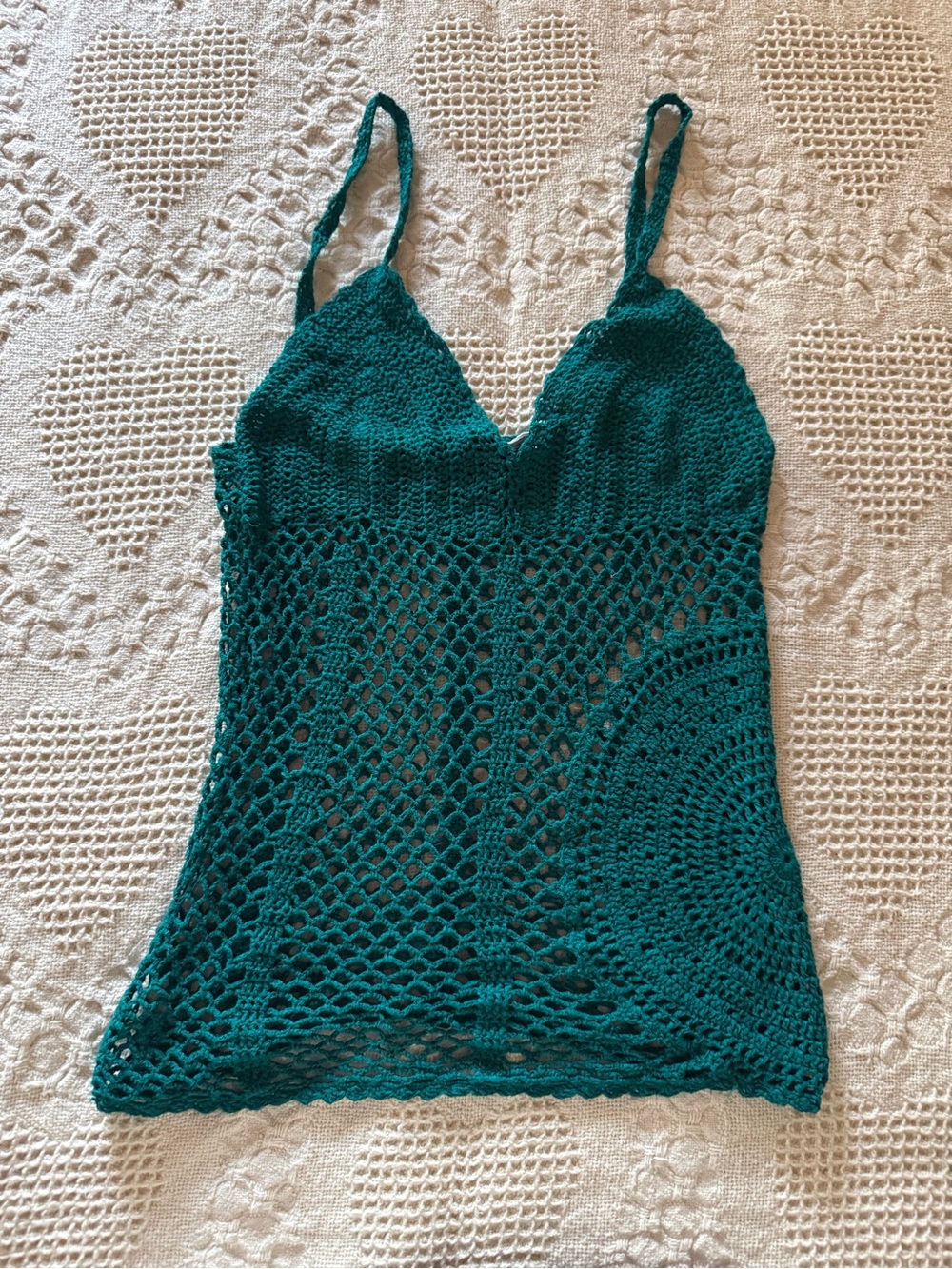 H&M Teal Crochet Spaghetti-Strap Camisole